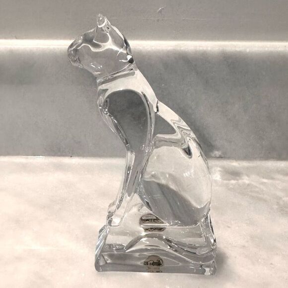 NWT Antique French Cristal D'Arques Cat Art Lead Crystal Glass Figurine Clear OS - Picture 3 of 5